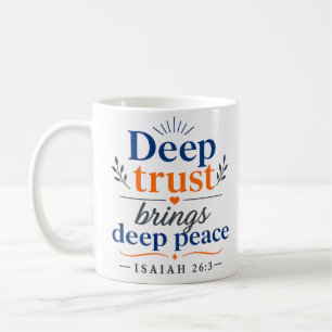 Caneca De Café Citação de Versículo Bíblico de Profunda Confiança