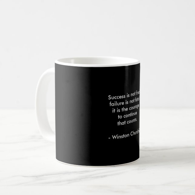 Caneca De Café Citação de Winston Churchill; Sucesso (Frente Esquerda)
