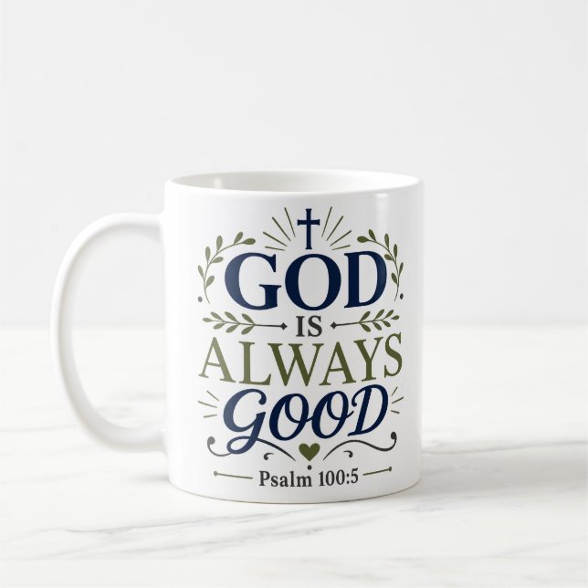 Caneca De Café Citação Devocional Matinal Deus É Sempre Bom (Esquerda)