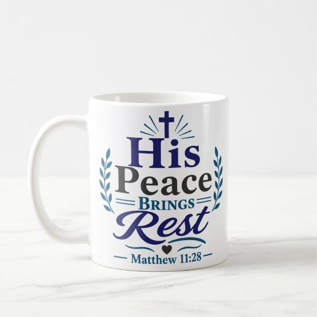 Caneca De Café Citação Devocional Matinal Sua Paz Traz Descanso (Esquerda)