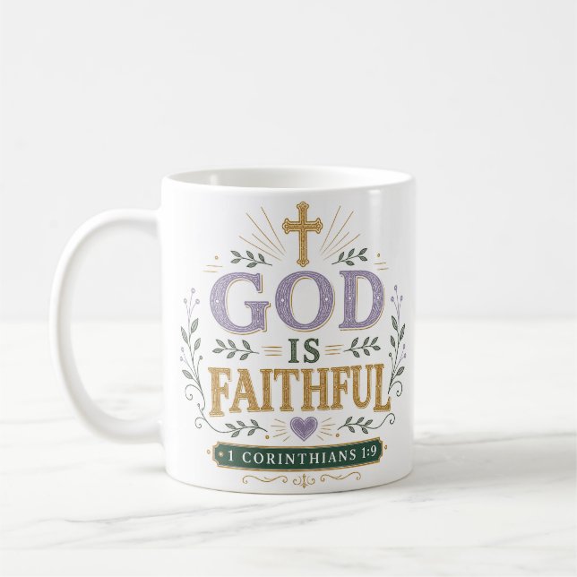 Caneca De Café Citação Devocional Religiosa Deus É Fiel (Esquerda)