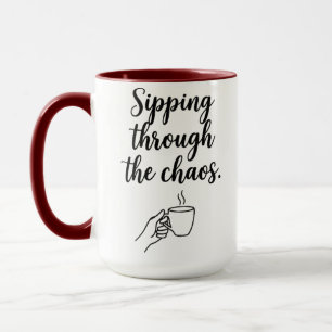 Caneca de Café Citação Divertida Caos - Bebendo At