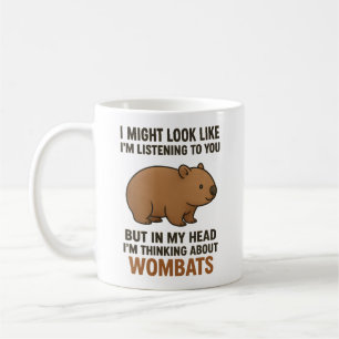 Caneca De Café Citação Divertida de Wombat Sobre Ouvir e Devaneio