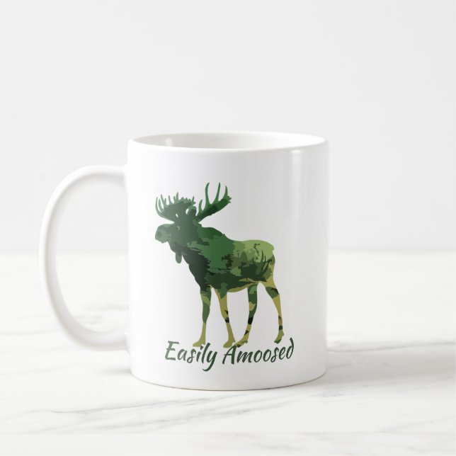 Caneca De Café Citação Divertida Emocionada Camuflagem Moose (Esquerda)