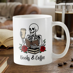 Caneca De Café Citação Divertida Para Amantes de Livros Floral Es