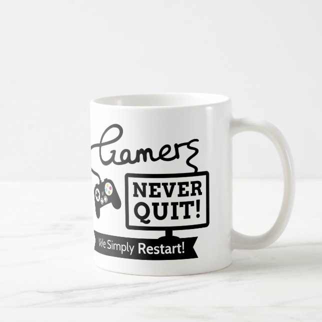 Caneca De Café Citação Divertida para Jogadores que Nunca Desiste (Direita)