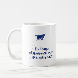 Caneca De Café Citação do avião de papel motivador a preto