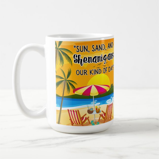 Caneca De Café citação do pôr do sol na praia (Esquerda)