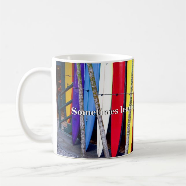 Caneca De Café Citação do surf com conselhos coloridos (Esquerda)