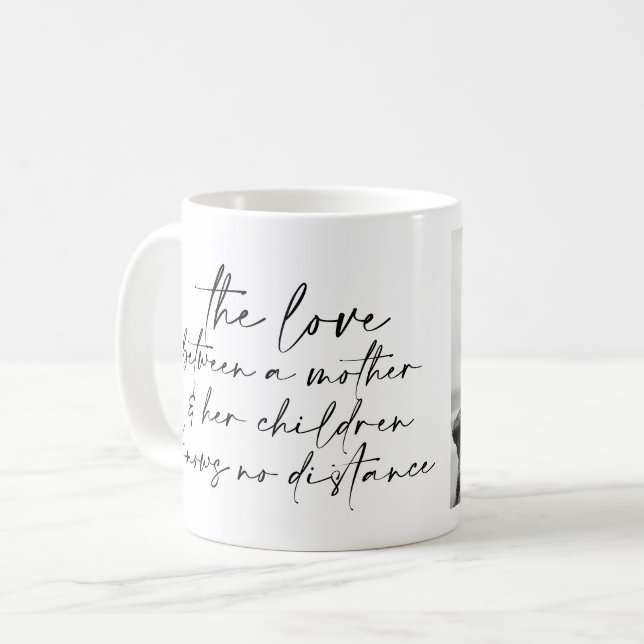 Caneca De Café Citação e Foto da Mãe de Script Preto (Frente Esquerda)
