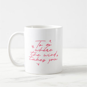 Caneca De Café Citação Elegante Rosa Branco Abrace o Lembrete de