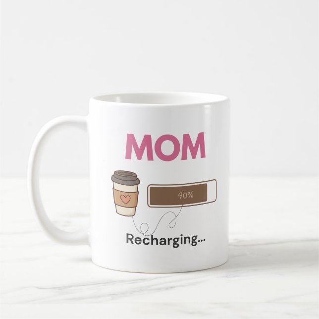 Caneca De Café Citação engraçada de café da mamãe recarregando (Esquerda)