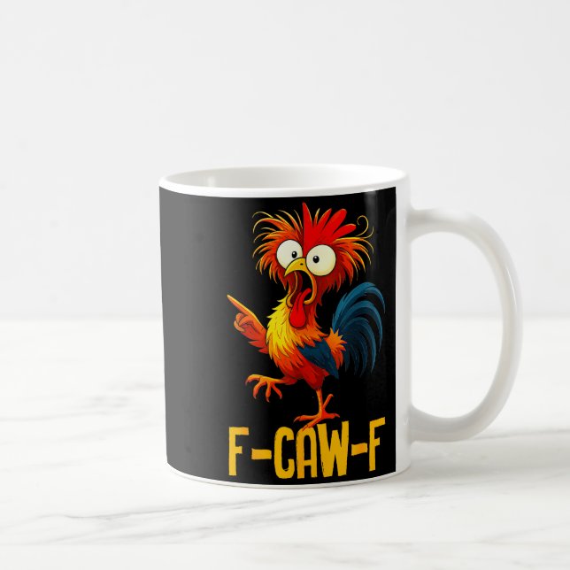Caneca De Café Citação engraçada de frango F-caw-f Kaw Meme F Caw (Direita)