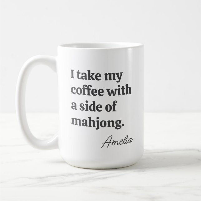 Caneca De Café Citação engraçada de Mahjong para amantes de café  (Esquerda)