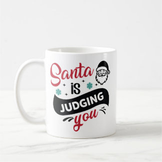 Caneca De Café Citação engraçada de Natal: Papai Noel está julgan