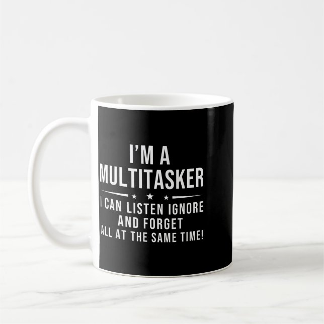 Caneca De Café Citação Engraçada Ditado Divertido Multitarefa (Esquerda)