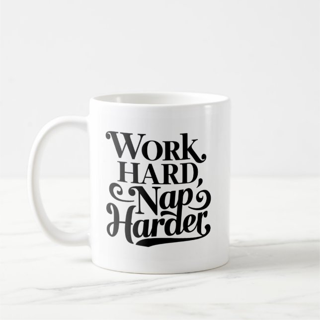 Caneca De Café Citação Engraçada - Duro De Trabalho, Aproveite Ma (Esquerda)