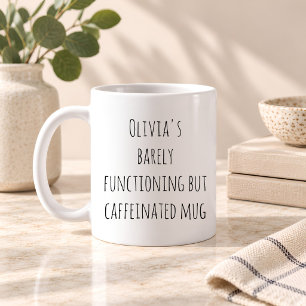 Caneca De Café Citação engraçada e preguiçosa de cafeína nome per
