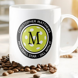 Caneca De Café Citação Engraçada Personalizada com Nome e Inicial