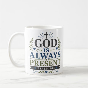 Caneca De Café Citação Espiritual de Fé - Deus Está Sempre Presen