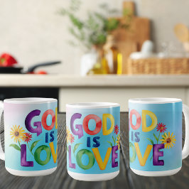 Caneca De Café Citação espiritual Deus é amor Design moderno colo