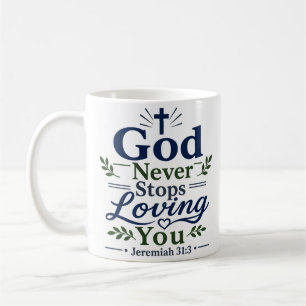 Caneca De Café Citação Espiritual Deus Nunca Deixa de Te Amar