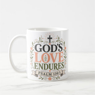 Caneca De Café Citação Espiritual do Amor de Deus Perdura