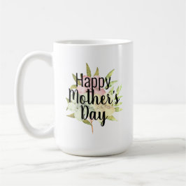 Caneca De Café Citação Floral Aquarela Dia das Mães Feliz