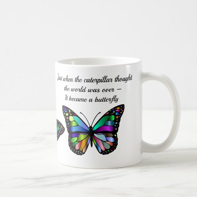 Caneca De Café Citação Inspiracional Borboleta (Direita)