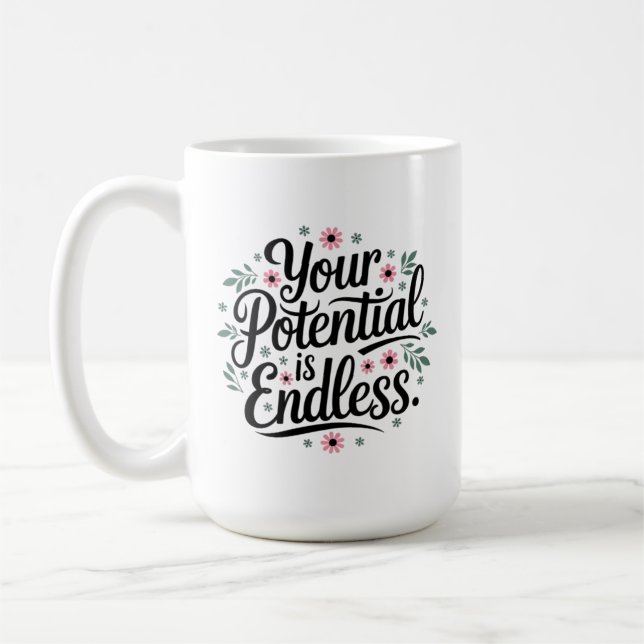 Caneca De Café Citação Inspiracional, seu potencial é infinito (Esquerda)