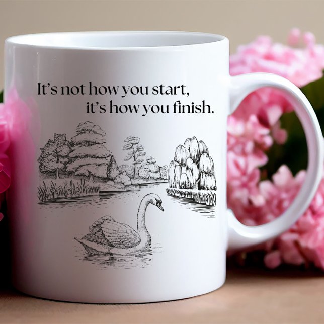 Caneca De Café citação inspiradora com cisne (Criador carregado)