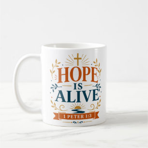 Caneca De Café Citação Inspiradora da Fé Cristã - A Esperança Est