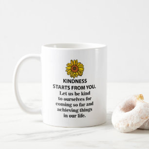 Caneca De Café Citação Inspiradora de Bondade Girassol Bondade