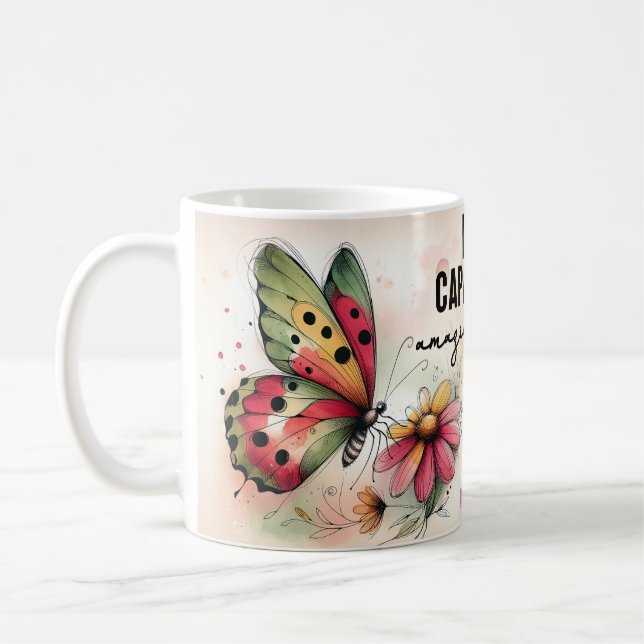 Caneca De Café Citação Inspiradora de Borboleta (Esquerda)