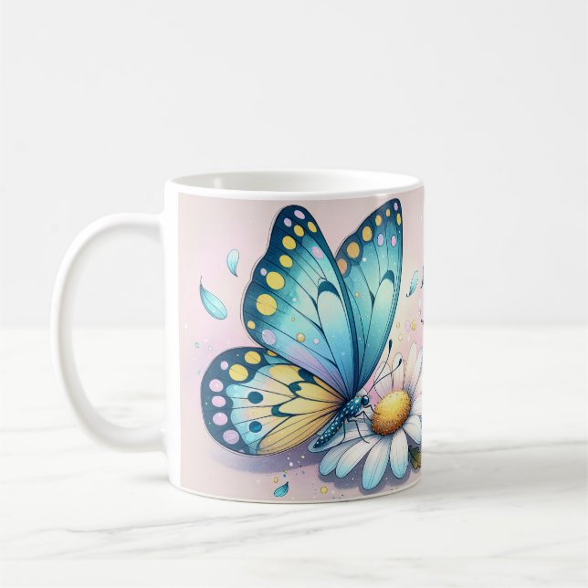 Caneca De Café Citação Inspiradora de Borboleta (Esquerda)
