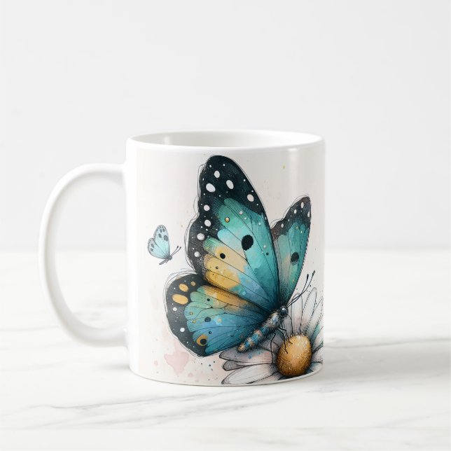 Caneca De Café Citação Inspiradora de Borboleta (Esquerda)