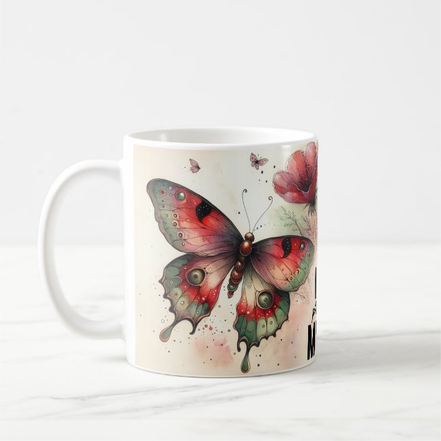 Caneca De Café Citação Inspiradora de Borboleta (Esquerda)
