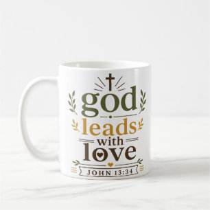 Caneca De Café Citação Inspiradora de Escritura: Deus Lidera com