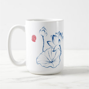 Caneca De Café Citação Inspiradora de Flor Elegante Chinoiserie L