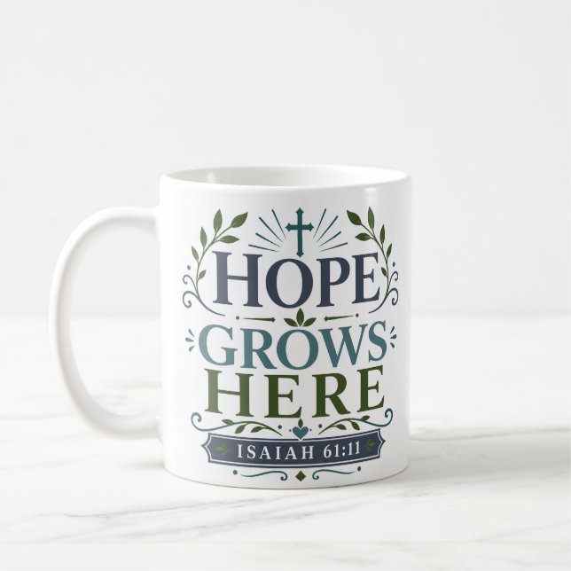 Caneca De Café Citação Inspiradora Devocional A Esperança Cresce  (Esquerda)