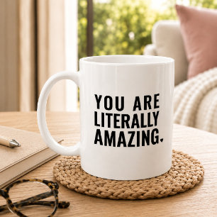 Caneca De Café Citação Inspiradora Tipografia Moderna Preta e Bra