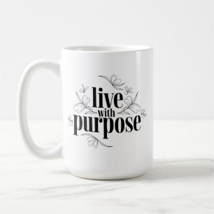 Caneca De Café Citação Inspirativa, viva com propósito