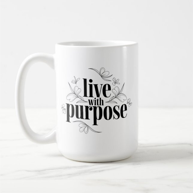 Caneca De Café Citação Inspirativa, viva com propósito (Esquerda)