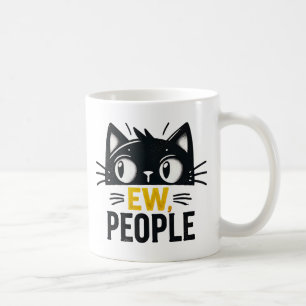 Caneca De Café Citação Introduzida Engraçado do Gato Negro "Ew, P