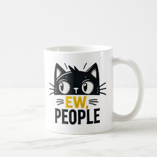 Caneca De Café Citação Introduzida Engraçado do Gato Negro "Ew, P
