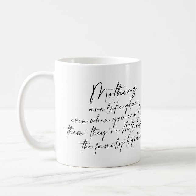 Caneca De Café Citação Mãe em Foto Personalizada de Script Preto (Esquerda)
