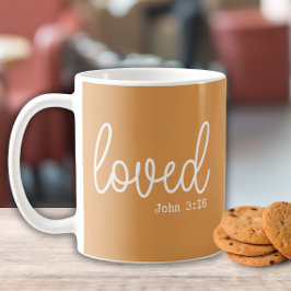 Caneca De Café Citação minimalista de amor mostarda fé