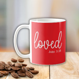 Caneca De Café Citação minimalista de fé de amor vermelho