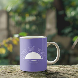 Caneca De Café Citação minimalista do sol branco e lavanda