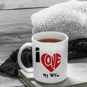 Caneca De Café Citação Moderna de Eu Amo Coração Vermelho